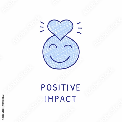 POSITIVE IMPACT icon in vector. Logotype - Doodle