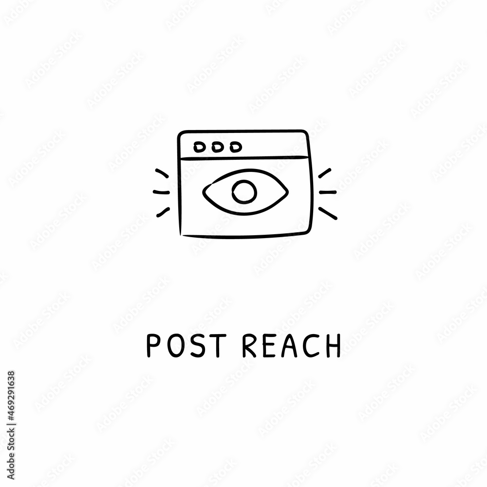 POST REACH icon in vector. Logotype - Doodle