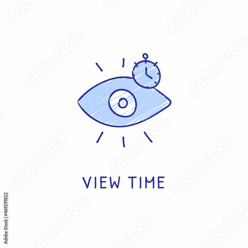 VIEW TIME icon in vector. Logotype - Doodle