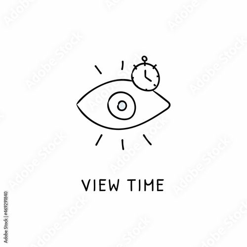 VIEW TIME icon in vector. Logotype - Doodle