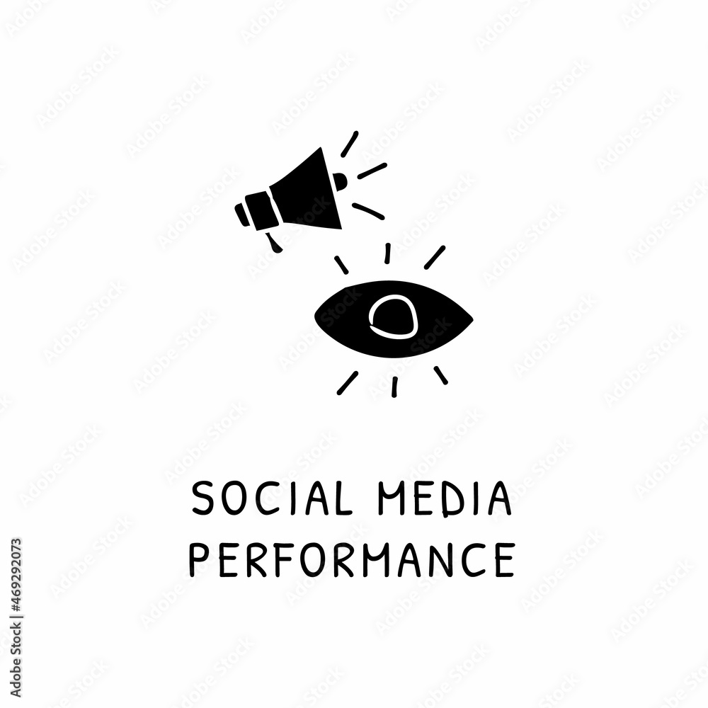 Obraz premium SOCIAL MEDIA PERFORMANCE icon in vector. Logotype - Doodle