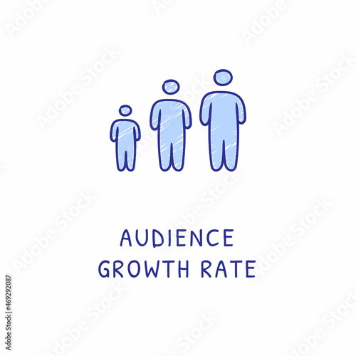 AUDIENCE GROWTH RATE icon in vector. Logotype - Doodle