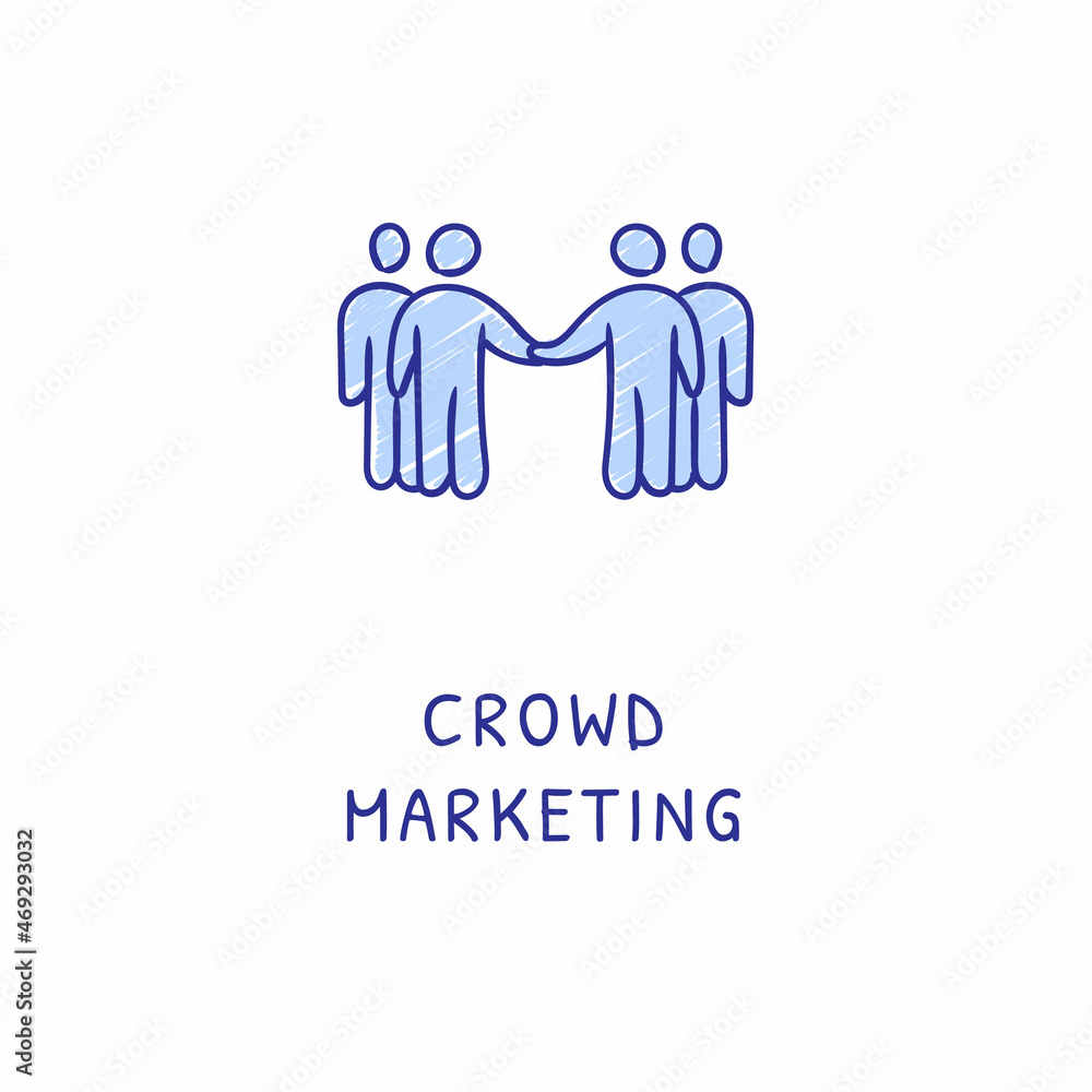 CROWD MARKETING icon in vector. Logotype - Doodle