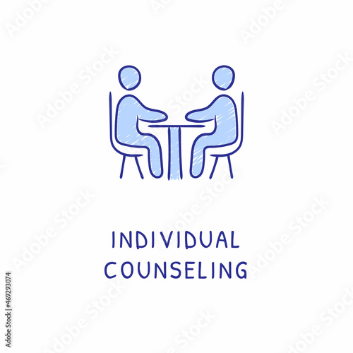 INDIVIDUAL COUNSELING icon in vector. Logotype - Doodle