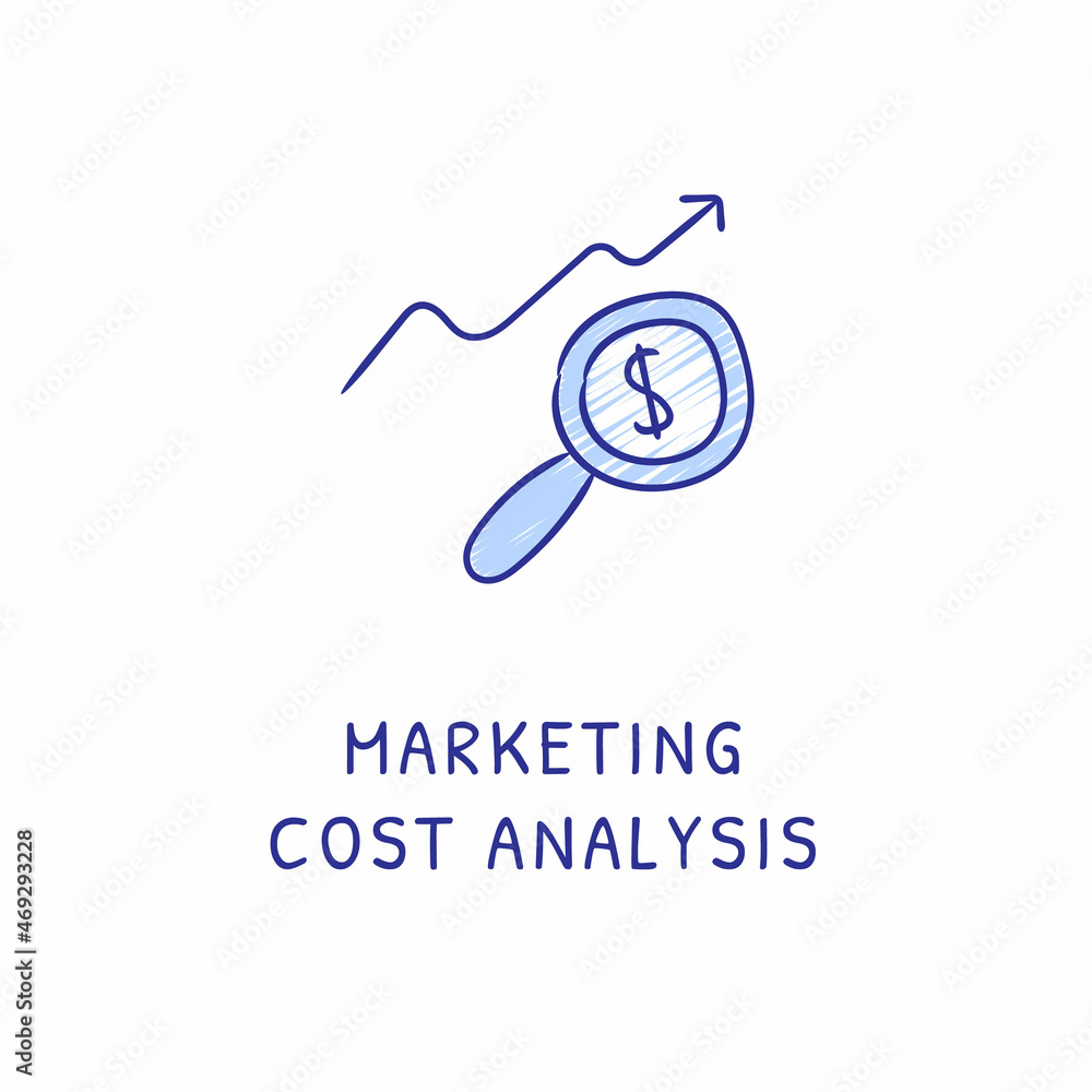 MARKETING COST ANALYSIS icon in vector. Logotype - Doodle