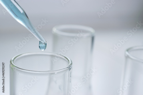Science laboratory test tubes and pipette