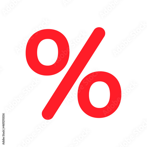 Percentage icon. Red percent symbol. Business discount pictogram. Vector isolated on white