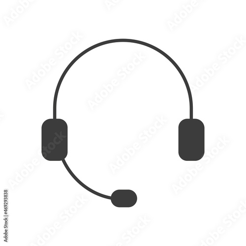 Headphone black icon. Music devise silhouette. Earphones symbol. Vector isolated on white