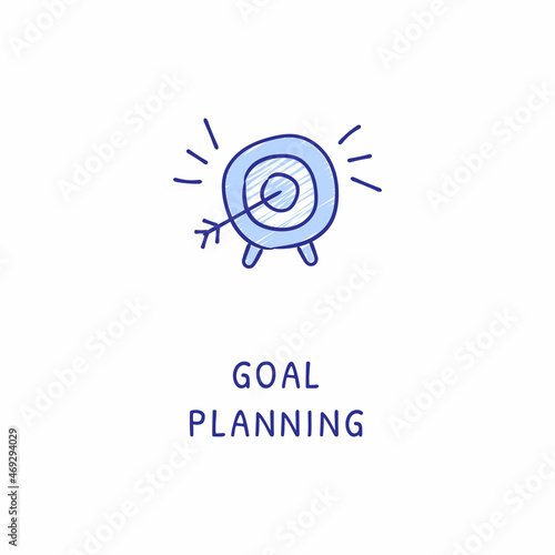 GOAL PLANNING icon in vector. Logotype - Doodle
