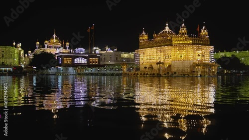 Night view of The Golden Temple,  Amritsar, Punjab, India photo