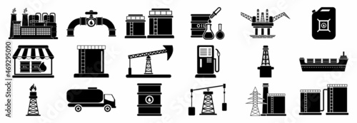 oil industry icon set, oil industry vector set sign symbol