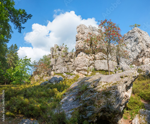 rocky quartz formation, tourist destination geotope Grosser Pfahl, near Viechtach lower bavaria.