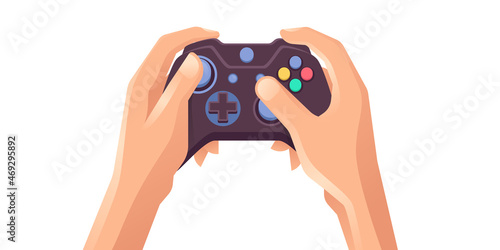 Young Man Hands Holding Video game console