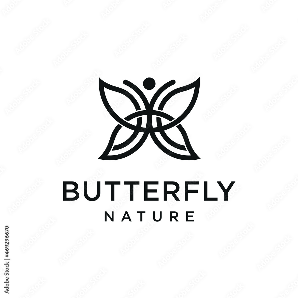 Obraz premium butterfly natural leaf logo design