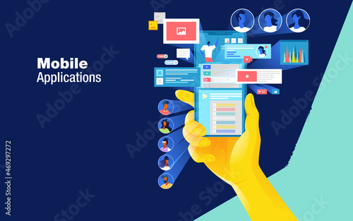 Hand holding smartphone screen interface