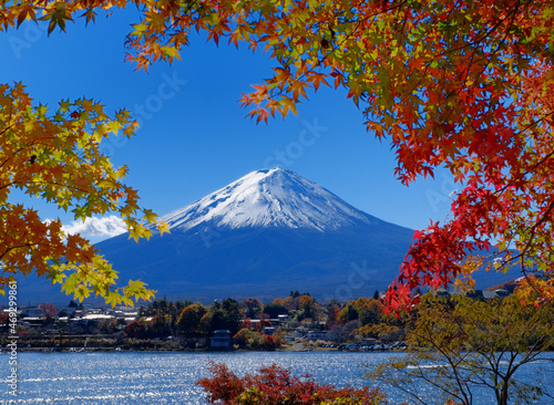 富士山と紅葉　河口湖より　2021年秋