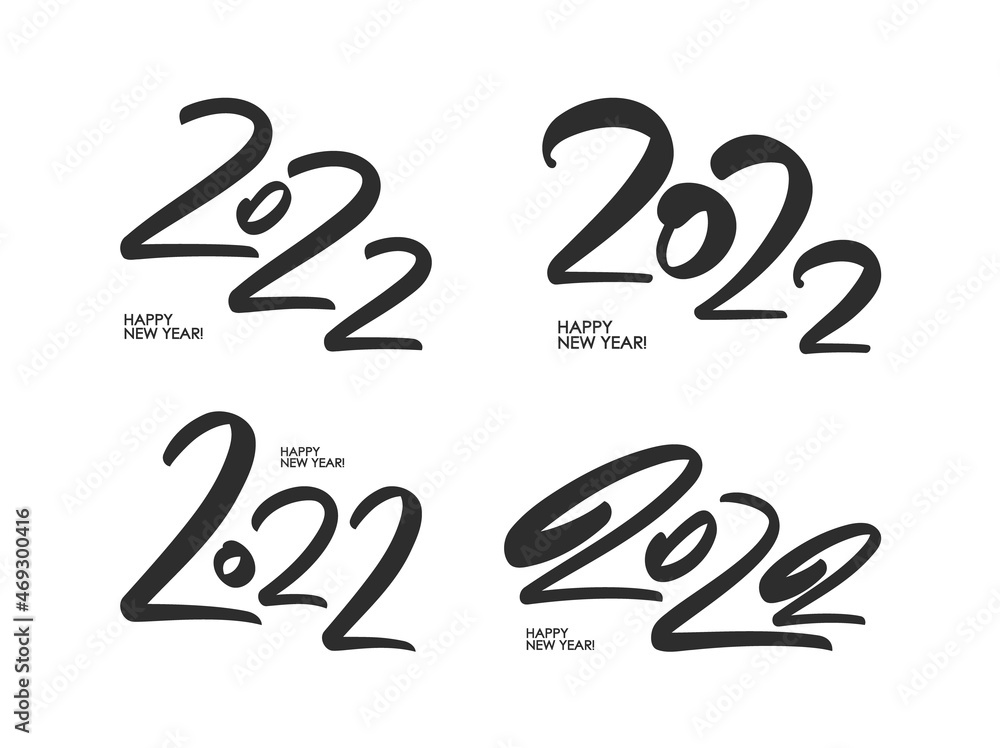 Vector illustration: Set of Handwritten brush lettering of 2022. Happy New Year. Chines calligraphy. Vector illustration: Set of Handwritten brush lettering of 2022. Happy New Year. Chines calligraphy.