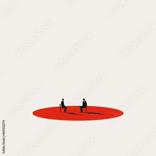 Business job interview vector concept. Symbol of recruitment, candidate, ambition, employer. Minimal design illustration