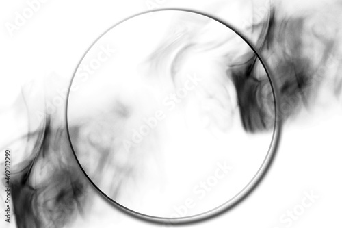 Illustration of black abstract logo background and black smoke on white background