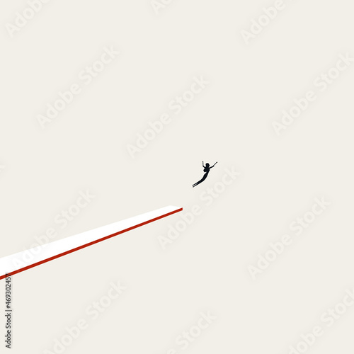 Business woman with courage, ambition, vector concept. Symbol of bravery, emancipation. Minimal design illustration.