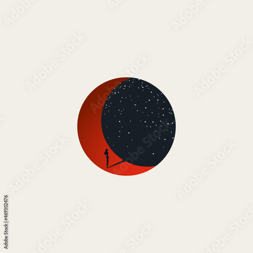 Business or career opportunity vector concept. Symbol of unlimited possibility, reach for stars. Minimal illustration.