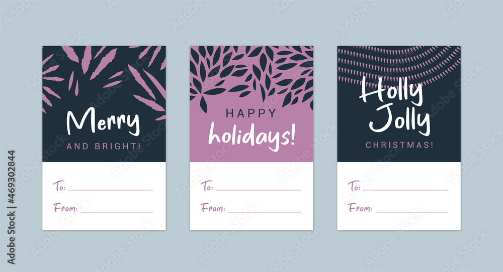Naklejka premium Festive Christmas labels with patterns and messaging space