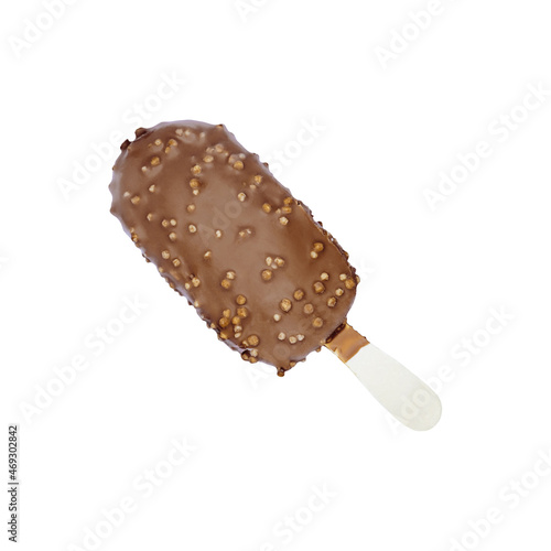 Chocolate ice cream isolated on white background.