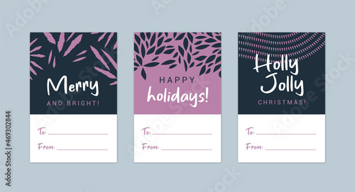 Festive Christmas labels with patterns and messaging space