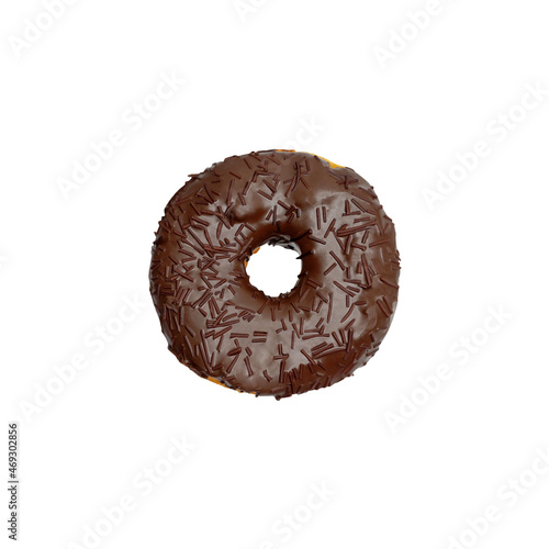 Donut with chocolate glaze isolated on a white background.