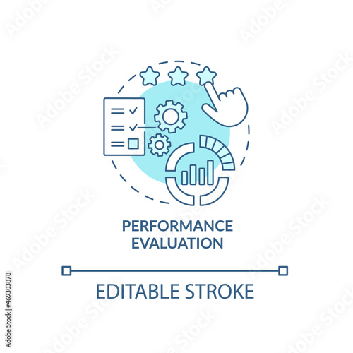 Performance review concept icon. Measure employee working outcome. Staff productivity appraisal abstract idea thin line illustration. Vector isolated outline color drawing. Editable stroke
