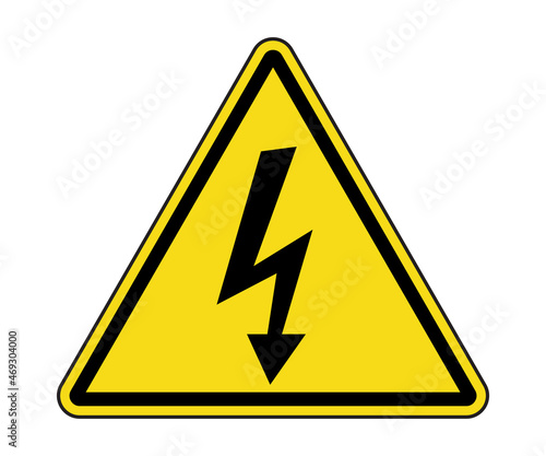 Electrical Shock Sign Electrocution Label. International Electricity Warning Symbol.