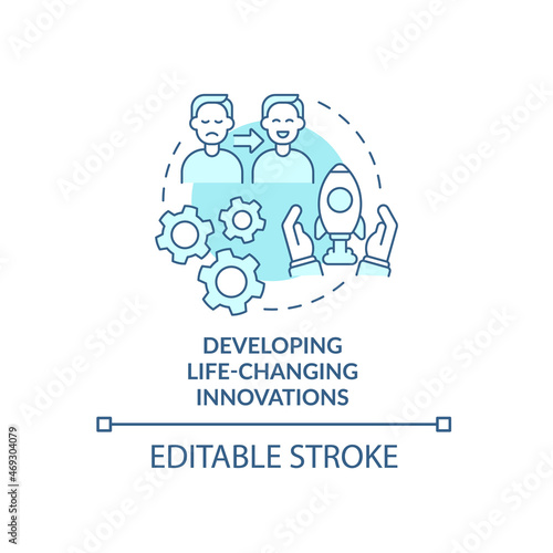 Creating life-changing innovations concept icon. Lifesaving technology. Scientific industry progress abstract idea thin line illustration. Vector isolated outline color drawing. Editable stroke