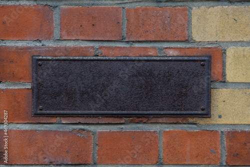 Wallpaper Mural Old brick wall with empty metal desk background Torontodigital.ca