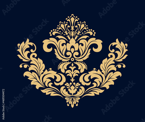 Damask graphic ornament. Floral design element. Gold vector pattern