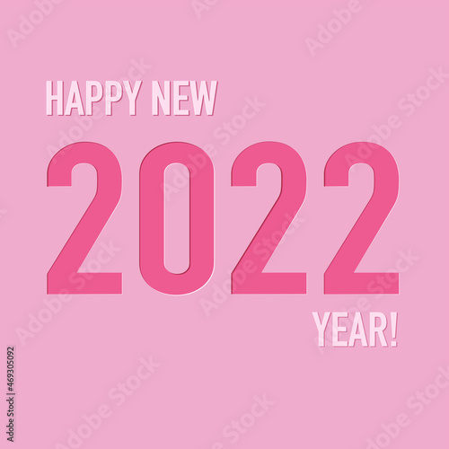 New year card 2022 in paper cut aut style. The color can be changed.