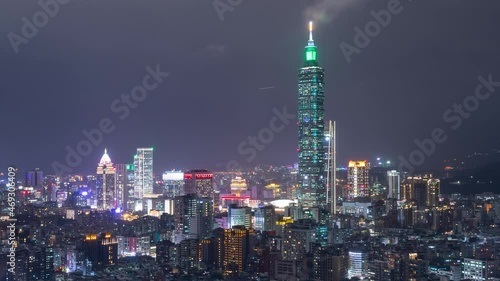 Wallpaper Mural Time Lapse of low clouds above the skyline of Taipei Taiwan at night. Torontodigital.ca