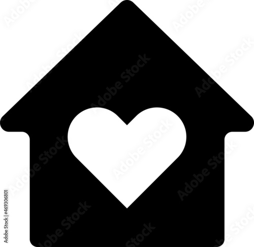 ハートとホームアイコン。家のアイコン。