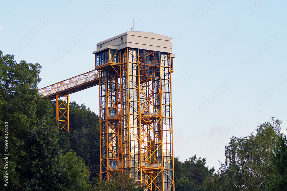 Lift from the shore to the hotel on the cliff Lift from the shore to the hotel on the cliff
