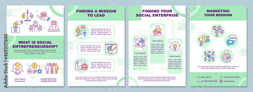 Social entrepreneurship brochure template. Social mission. Flyer, booklet, leaflet print, cover design with linear icons. Vector layouts for presentation, annual reports, advertisement pages