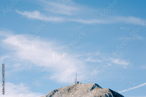 Cell station on top of Mount Lovcen against the background of the sky