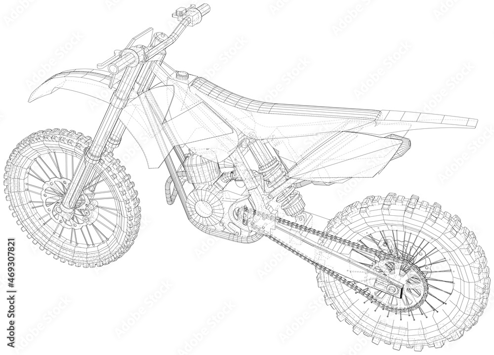 Silhouette of motorbike on a white background. EPS10 format. Vector created of 3d.