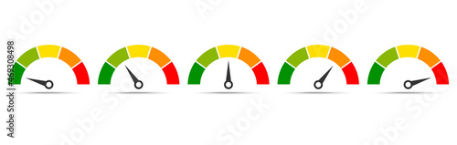 set of speed performance gauges. Gas tank gauge. Oil level bar. isolated on white background. vector illustration in flat style modern design.