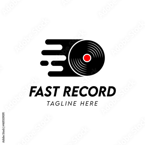 fast vinyl record logo, Speed record symbol or icon vector