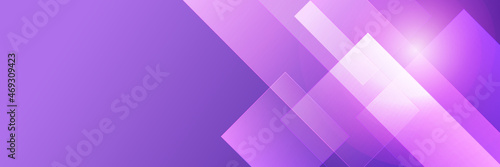 Modern gradient purple abstract banner background with shiny square geometric shapes. Colorful horizontal wide web header banner template. Vector graphic design banner pattern background template.