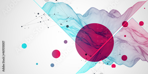 Abstract scientific and technological background. Image of a part of wireframe  landscape.