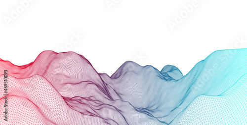 Modern science or technology art elements. Trendy abstract wireframe background. Surface illustration. Vector.