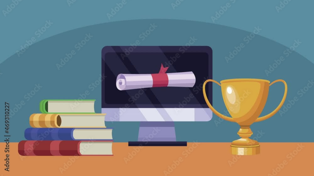 desktop with diploma online graduation desktop with diploma online graduation
