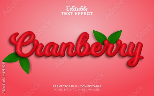 Cranberry text effect red style theme. Editable text effect.