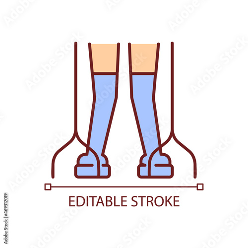 Cerebral palsy RGB color icon. Movement and posture balance disorders. Coordination functions disability. Muscle problems. Isolated vector illustration. Simple filled line drawing. Editable stroke