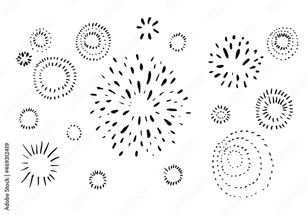 set of doodle starburst isolated on white background hand drawn from sunburst. design elements. vector illustration.